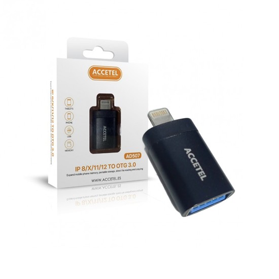 Adaptador Accetel AD507 para Transferência de Dados de Relâmpago para USB 3.0 Preto